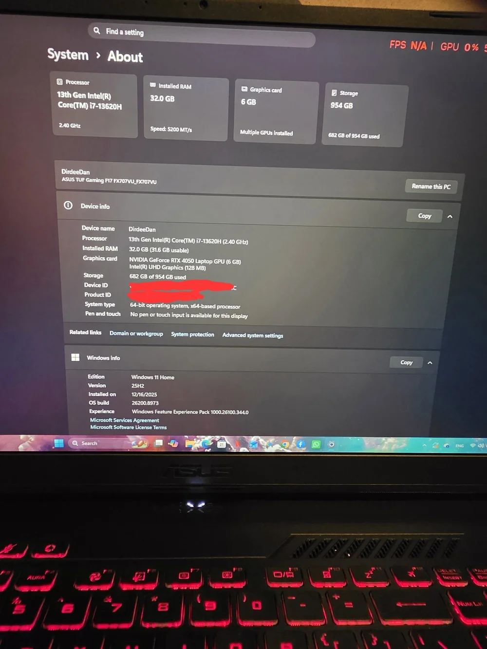 ASUS TUF F17 Gaming Laptop Upgraded - 13th Gen i7 / RTX 4050 / 32GB RAM / 1TB SS
